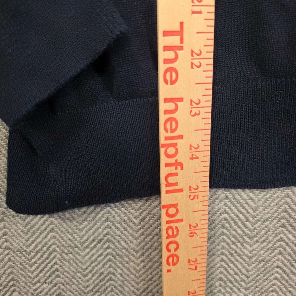 Michael Kors Mens Navy Blue Quarter Zip Sweater Nylon Shoulder Patches Large